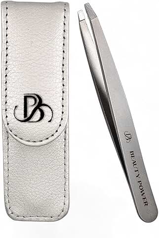 Lightweight Stainless Steel Slant Tweezers in Case