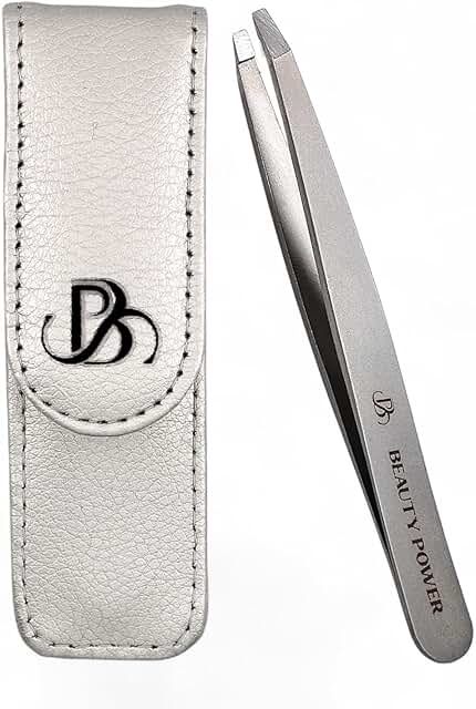 Lightweight Stainless Steel Slant Tweezers in Case