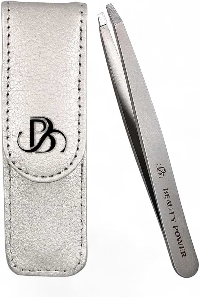 Lightweight Stainless Steel Slant Tweezers in Case