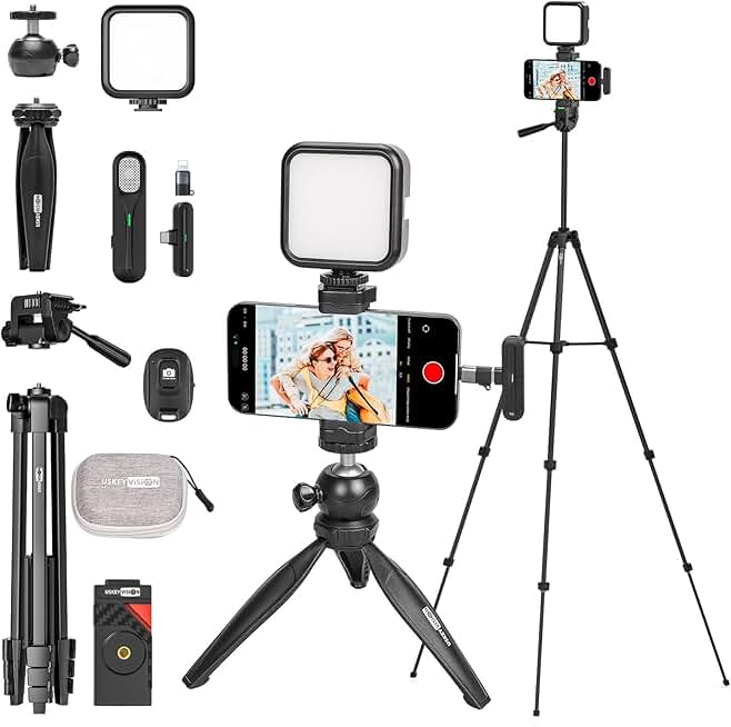 Upgraded Vlogging Kit with Wireless Microphone and Tripod