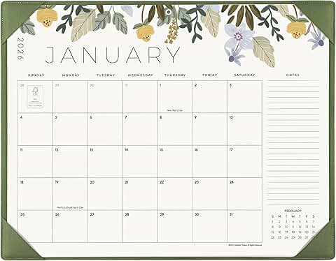 2026 Floral Desk Calendar with Mat, 22x17 Inches