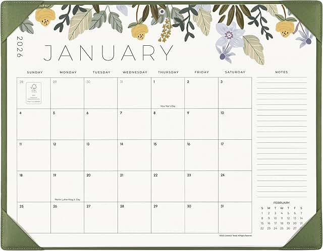 2026 Floral Desk Calendar with Mat, 22x17 Inches