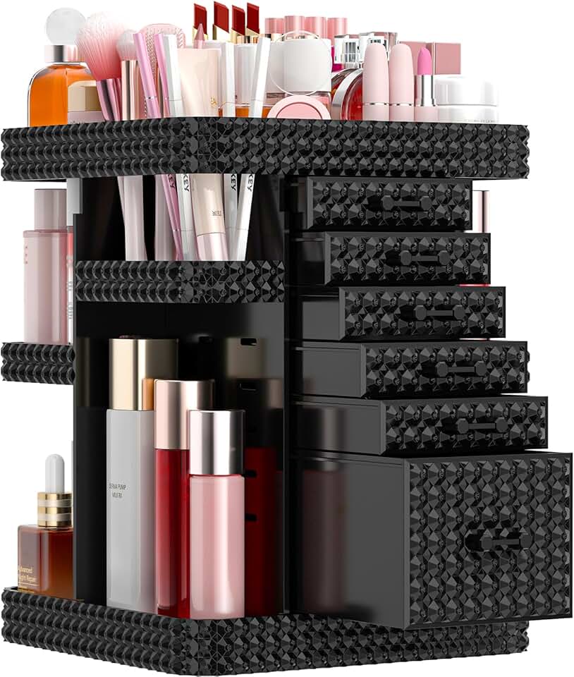 Rotating 6-Drawer Makeup and Jewelry Organizer