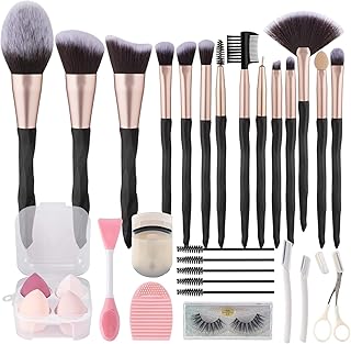 30-Piece Black Makeup Brush and Sponge Set