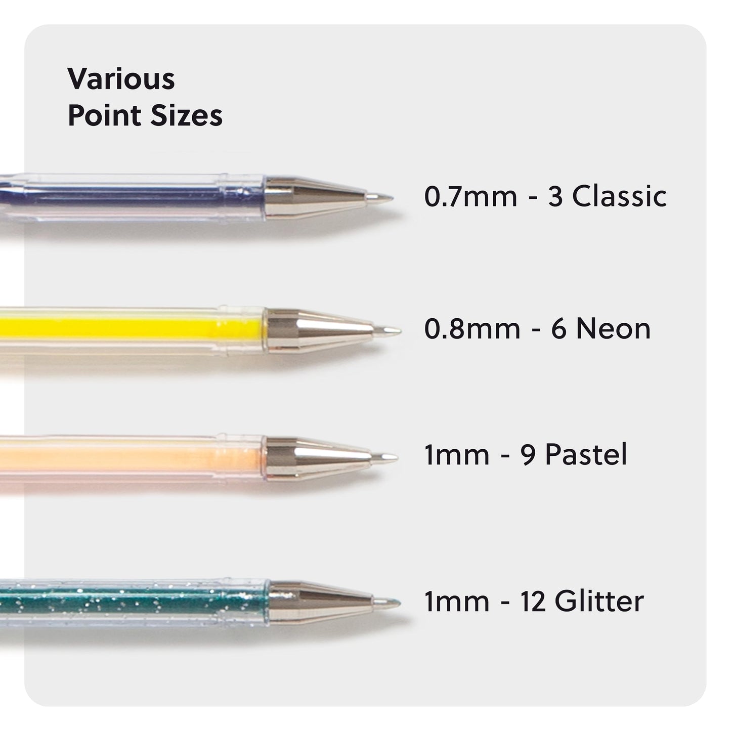 Set of 30 Metallic Gel Pens in Assorted Colors