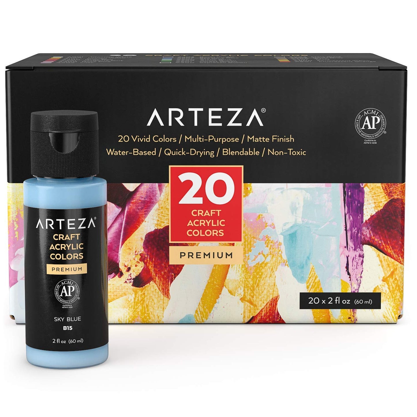 Acrylic Paint Set 20 Colors 2oz Matte Finish