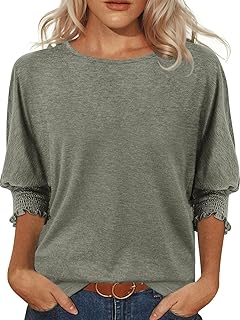 Women's 3/4 Sleeve Casual Dressy Blouses for Fall