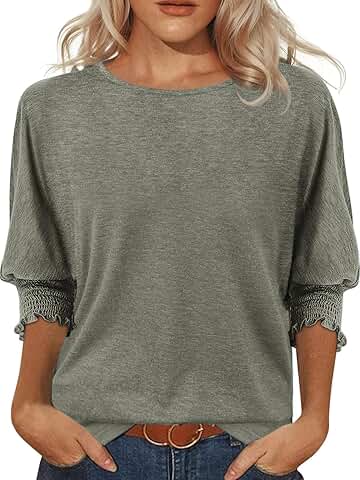 Women's 3/4 Sleeve Casual Dressy Blouses for Fall