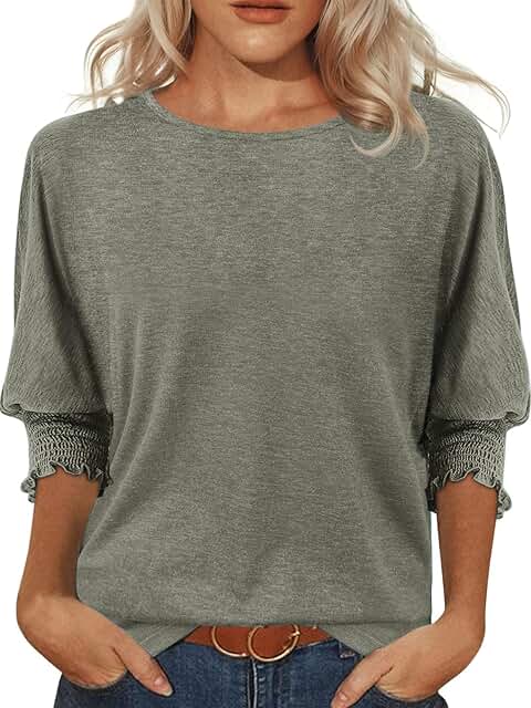 Women's 3/4 Sleeve Casual Dressy Blouses for Fall