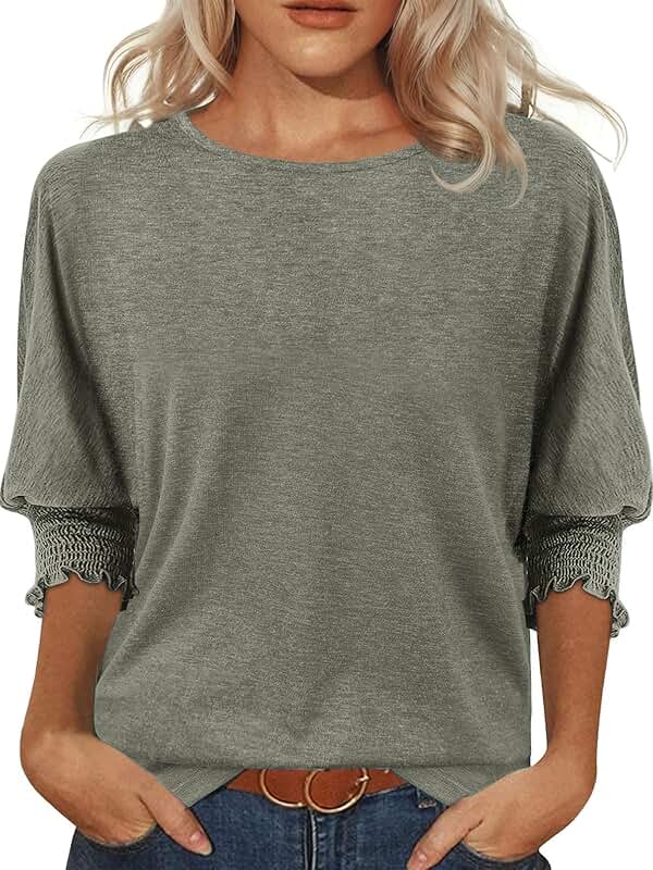 Women's 3/4 Sleeve Casual Dressy Blouses for Fall