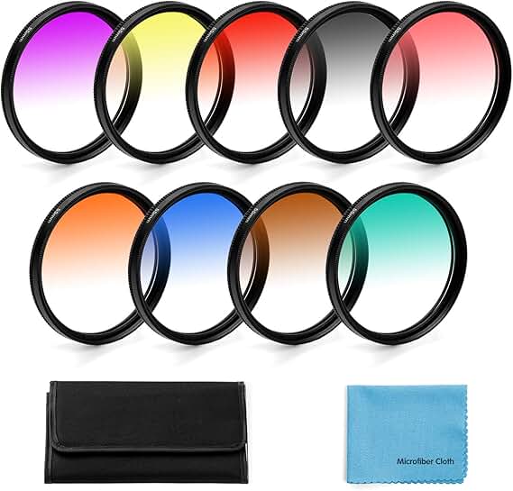 40.5mm Graduated Color Filter Kit with Pouch and Cloth