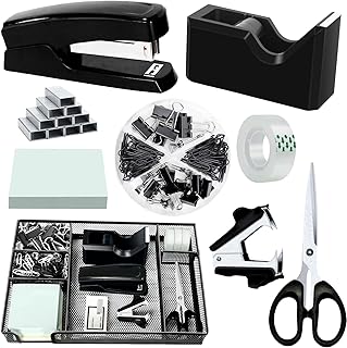 Black Office Desk Accessories and Supplies Set