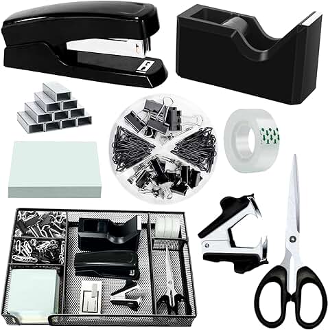 Black Office Desk Accessories and Supplies Set