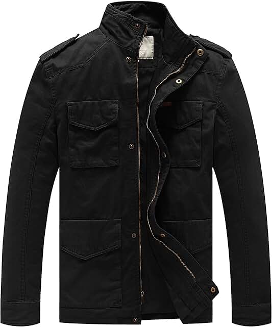 Men's Lightweight Military Style Twill Cotton Windbreaker