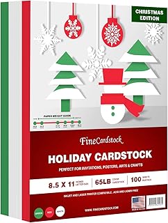 Christmas Colored Card Stock Paper, 100 Sheets
