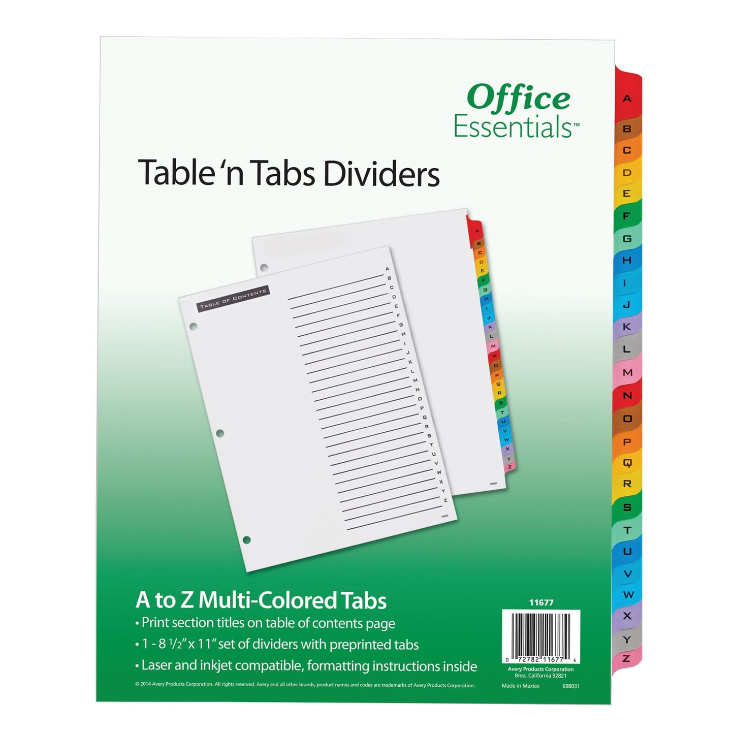 Table and Tab Dividers, 26-Tab, Letter