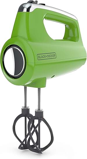 Small lime green 5-speed hand mixer