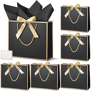 15 Thank You Gift Bags with Tissue Paper, 11.8x10x4in