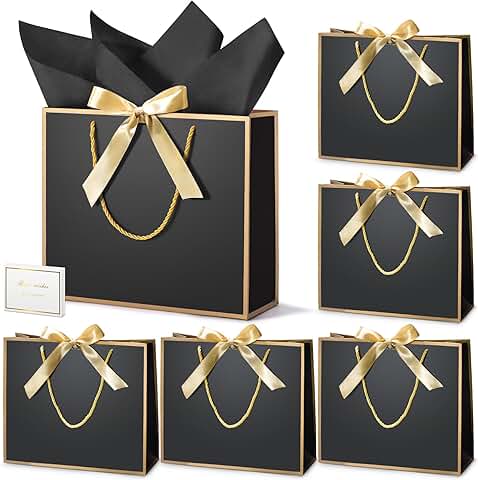 15 Thank You Gift Bags with Tissue Paper, 11.8x10x4in