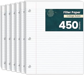 450 Sheets of 8x10.5 College Ruled Loose Leaf Paper