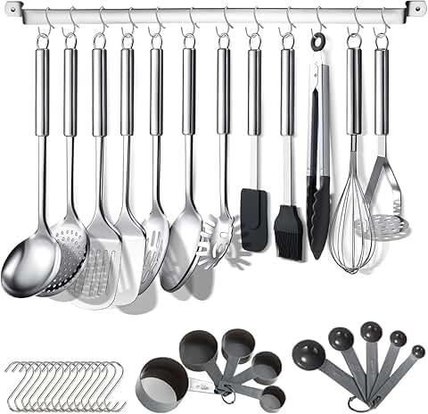 38-Piece Stainless Steel Kitchen Utensil Set with Holder