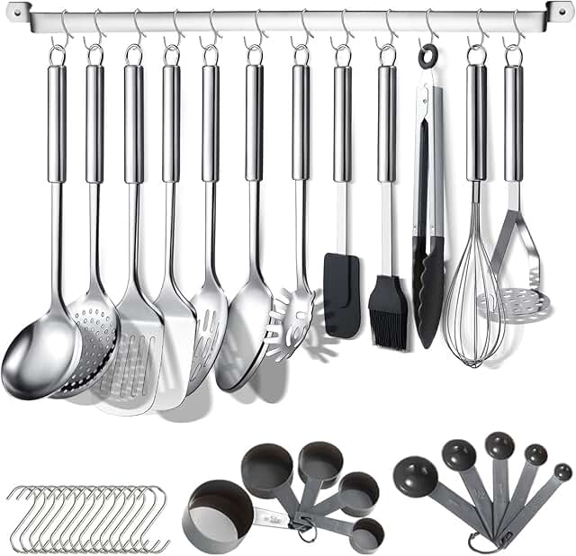 38-Piece Stainless Steel Kitchen Utensil Set with Holder
