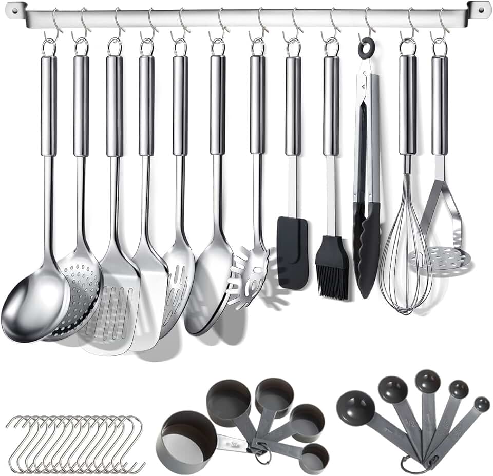38-Piece Stainless Steel Kitchen Utensil Set with Holder