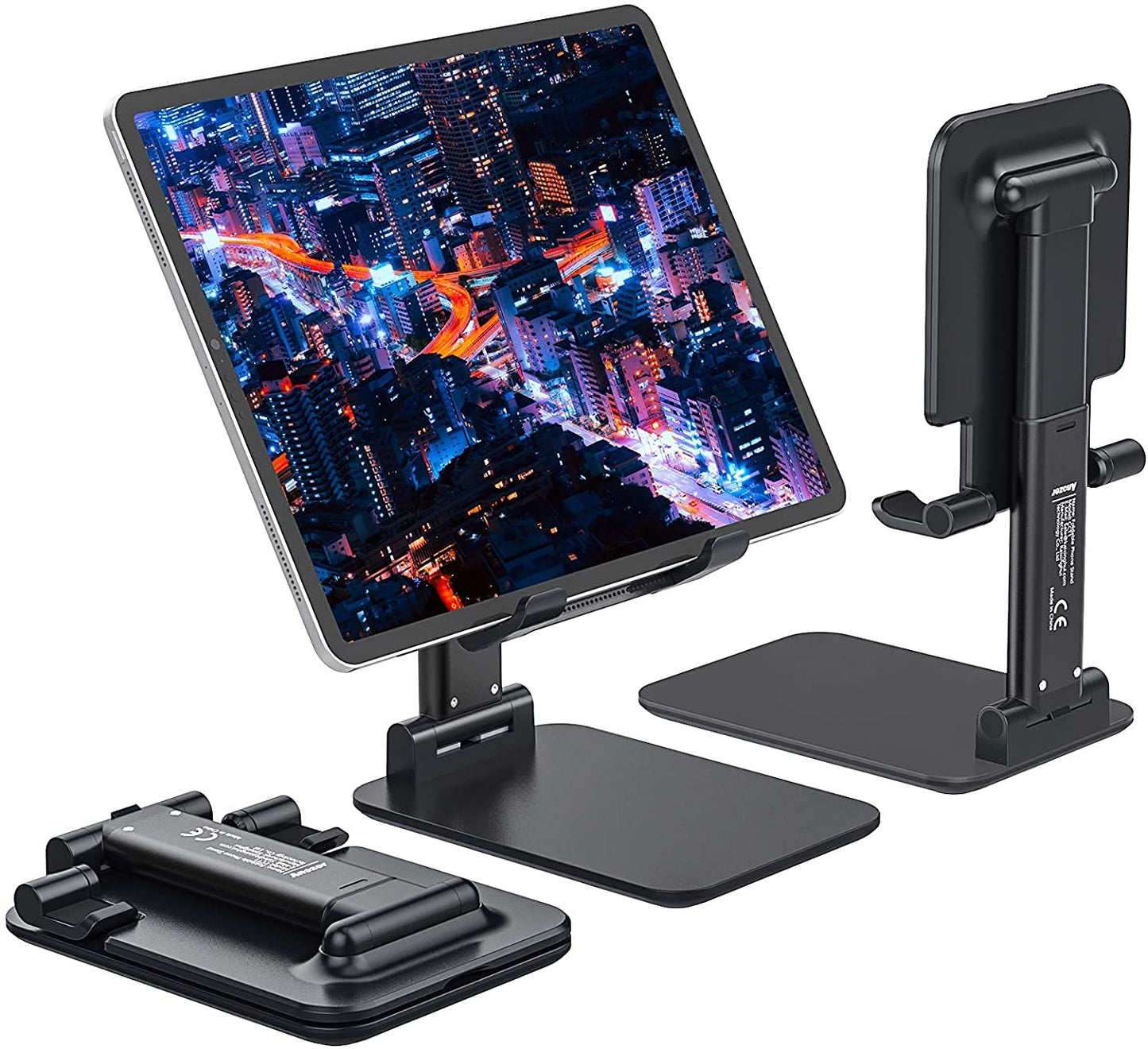 Tablet Stand Foldable & Adjustable, [2021 Updated] Compact Desktop iPad Tablet Stands Holder Cradle Dock Fits for iPad Pro 11, 12.9, 10.2, Mini Air 2 3 4 Samsung Tab, Kindle, Monitor, Phone