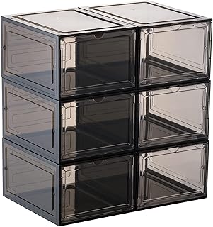 Stackable Clear Shoe Storage Boxes, 6 Pack