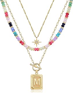 Layered Gold-Plated Star and Letter Necklace for Women