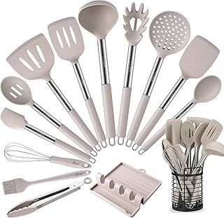 Heat-Resistant Silicone Kitchen Utensil Set with Holder