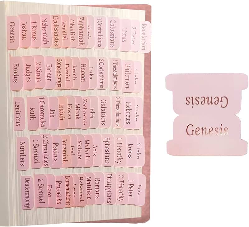 Pink Laminated Bible Tabs for Women and Girls