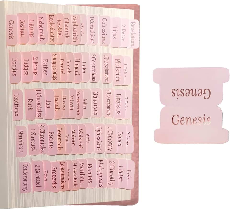 Pink Laminated Bible Tabs for Women and Girls