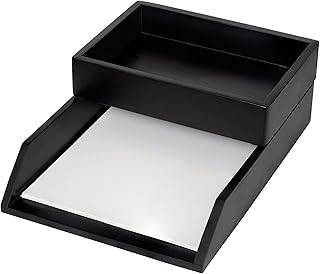Set of 2 Acacia Wood Desk Organizers for Paper and Stationery