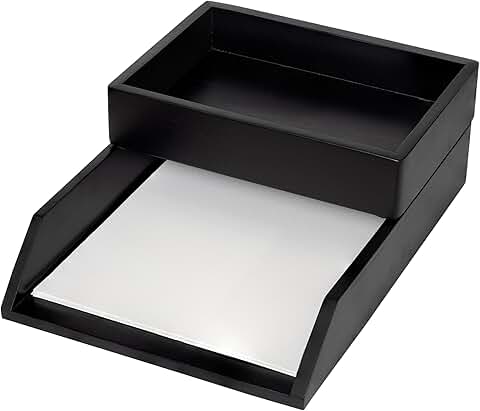 Set of 2 Acacia Wood Desk Organizers for Paper and Stationery