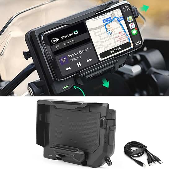 Motorcycle Phone Mount with Wireless & Wired Charging