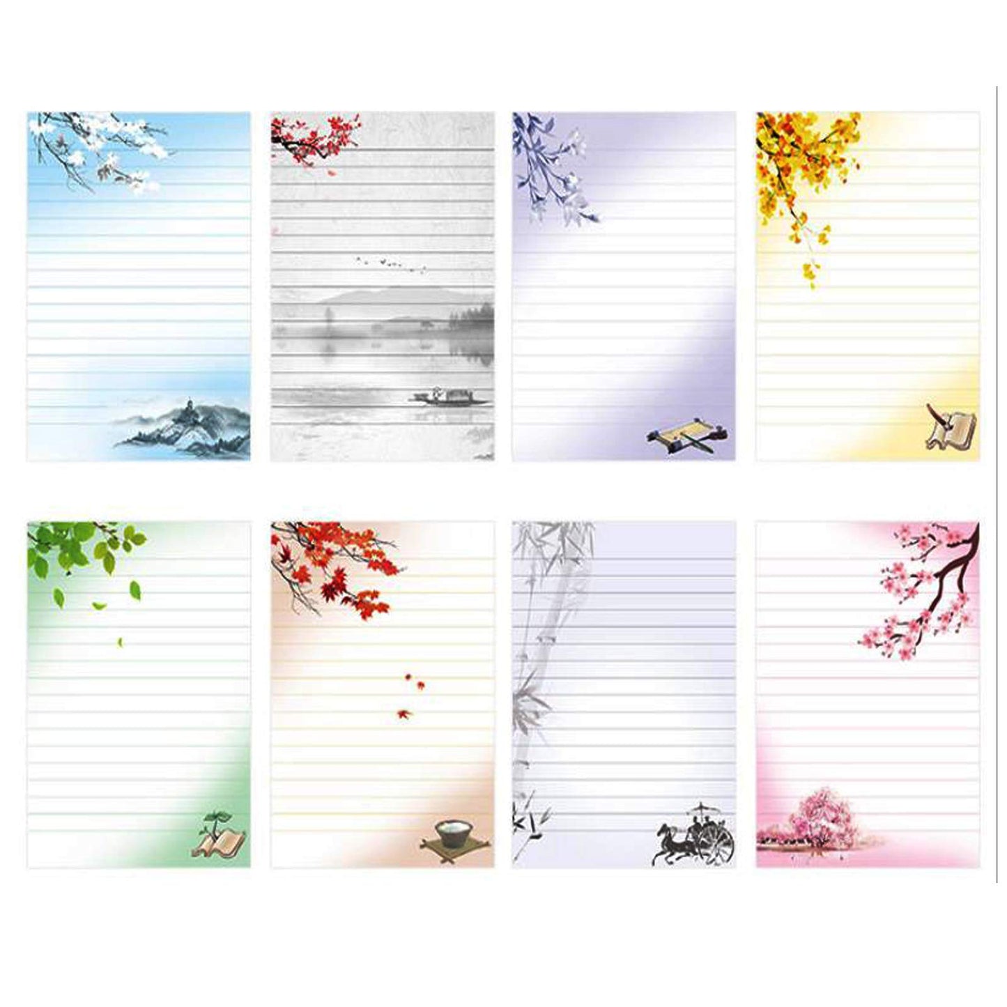 Vintage 40 Lined Writing Stationery Letter Set with 8 Styles