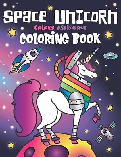 Unicorn and Space Coloring Book for Girls