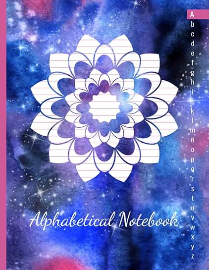 Alphabetical Lined Notebook with Tabs and Watercolor Design