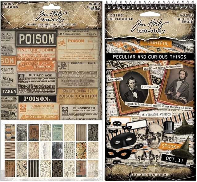 Halloween Backdrops and Curious Sticker Book Bundle