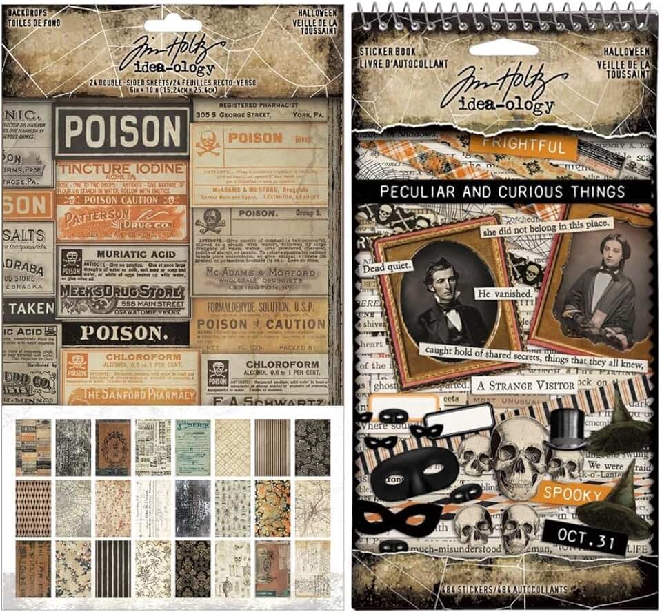 Halloween Backdrops and Curious Sticker Book Bundle