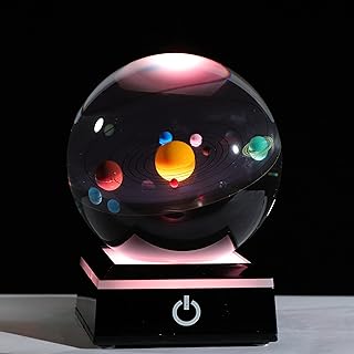 3D Solar System Crystal Ball, 80mm, Space Decor