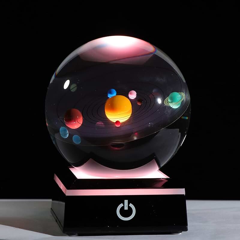 3D Solar System Crystal Ball, 80mm, Space Decor
