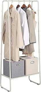 Freestanding Clothes Garment Rack in Off-White