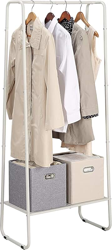 Freestanding Clothes Garment Rack in Off-White