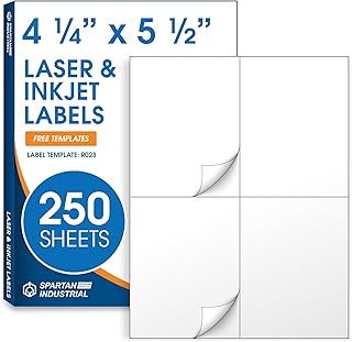 Matte White Shipping Labels, 4.25" x 5.5", 250 Sheets