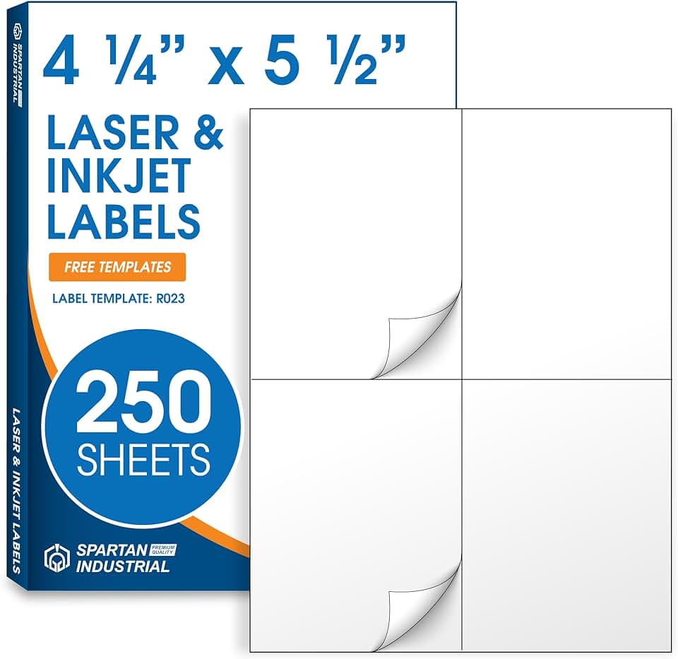 Matte White Shipping Labels, 4.25" x 5.5", 250 Sheets