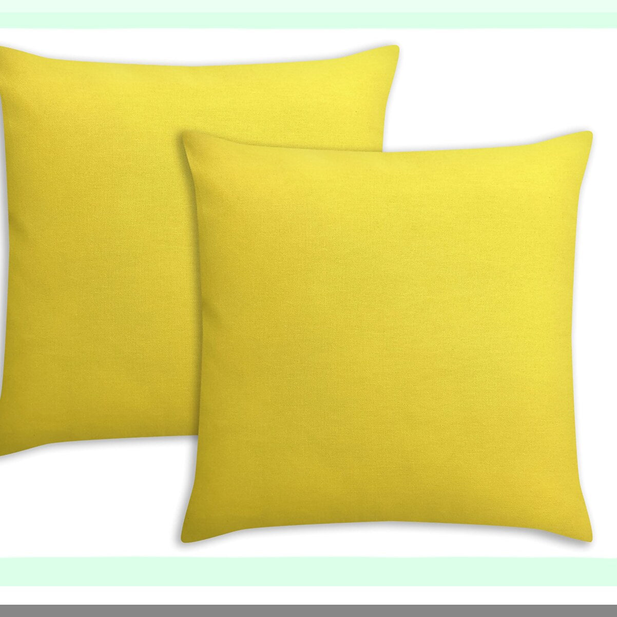 Yellow Cotton Throw Pillow Cover Set - 18"x18" Decorative Cushion Case Pack of 2 - Solid Color Sofa Pillow Protector - Home Decor Accent Pieces