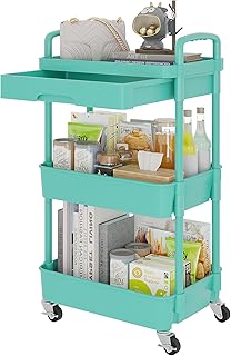 3-Tier Rolling Storage Cart with Drawer