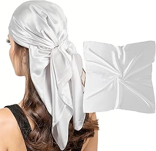 35-Inch Square Silk-Like Head Scarf for Women